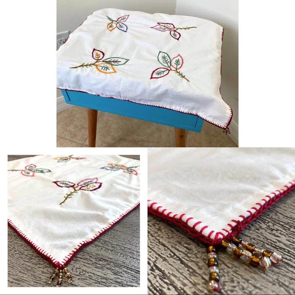 LAST CHANCE SALE! SET OF 2 Flowers Hand Embroidered Small Tablecloths